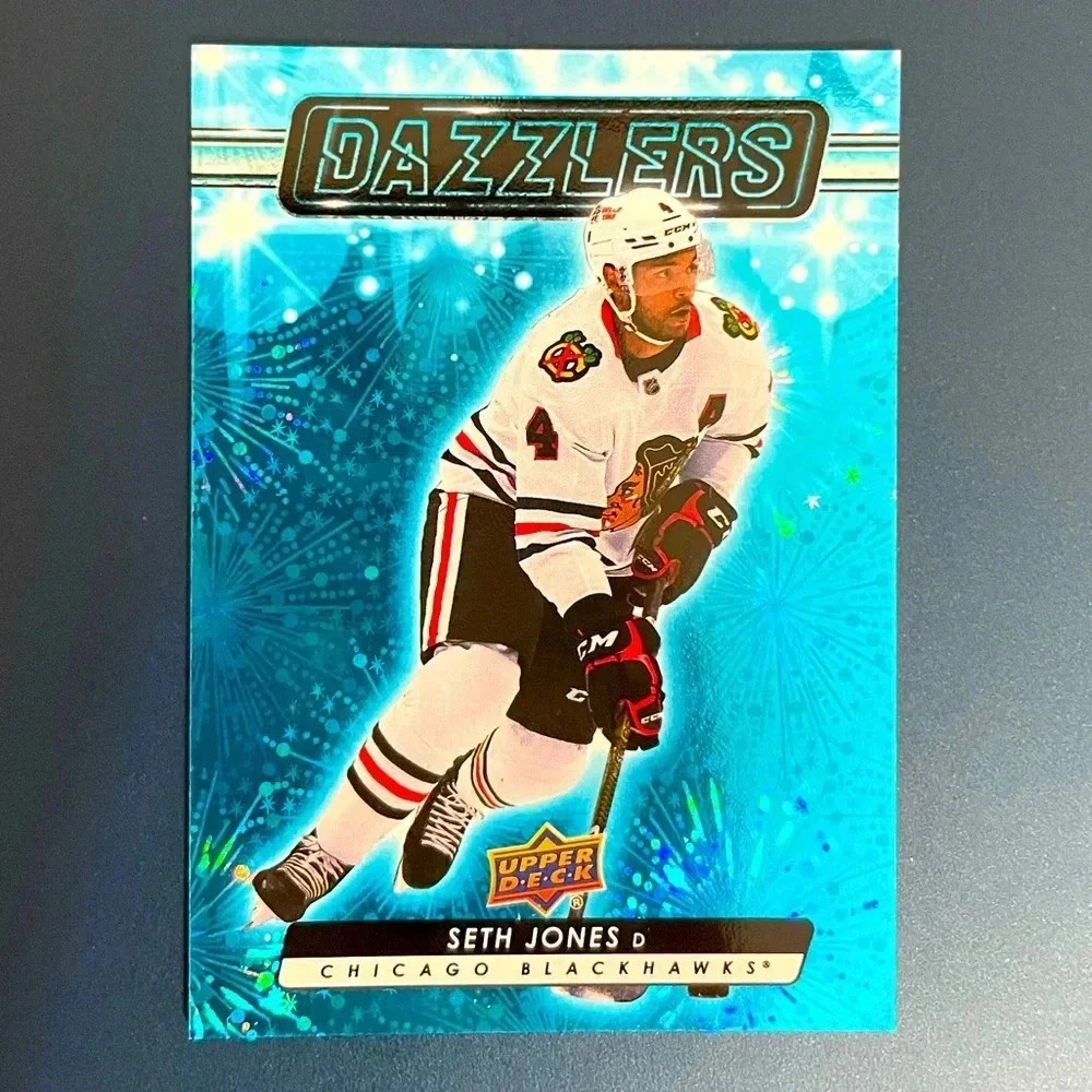 2023-24 Upper Deck Series 1 Blue Dazzlers Prizm Case Hit Seth Jones Blackhawks